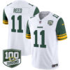 Green Bay Packers Jayden Reed Throwback 100th Season Patch Vapor Limited Jersey - All Stitched - White