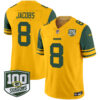 Green Bay Packers Josh Jacobs Throwback 100th Season Patch Vapor Limited Jersey - All Stitched - Gold
