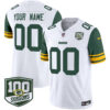 Green Bay Packers Throwback 100th Season Patch Vapor Limited Custom Jersey - All Stitched - White