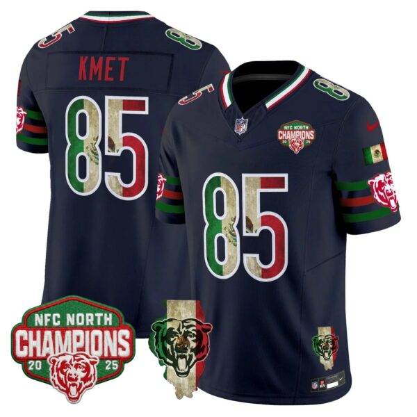 Chicago Bears Cole Kmet Mexico NFC North Champions Patch Limited Edition - All Stitched - Navy