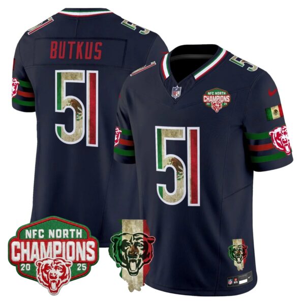 Chicago Bears Dick Butkus Mexico NFC North Champions Patch Limited Edition - All Stitched - Navy