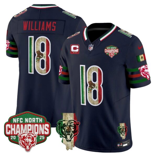 Chicago Bears Caleb Williams Mexico NFC North Champions Patch Limited Edition - All Stitched - Navy