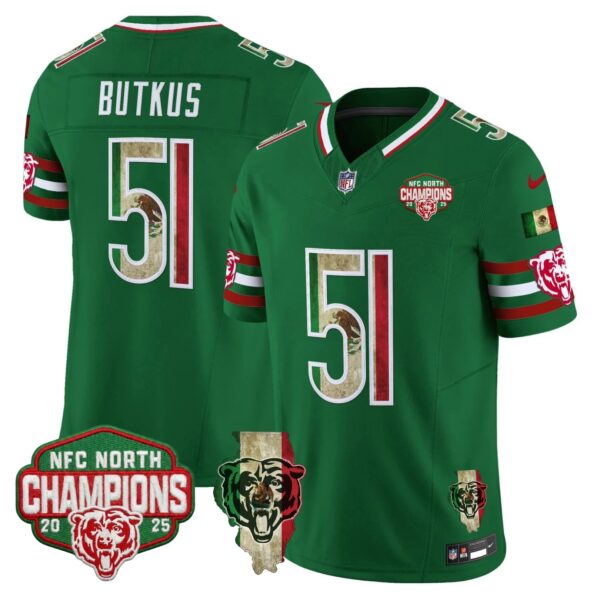 Chicago Bears Dick Butkus Mexico NFC North Champions Patch Limited Edition - All Stitched - Green