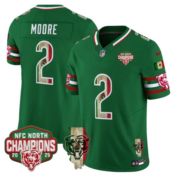 Chicago Bears DJ Moore Mexico NFC North Champions Patch Limited Edition - All Stitched - Green