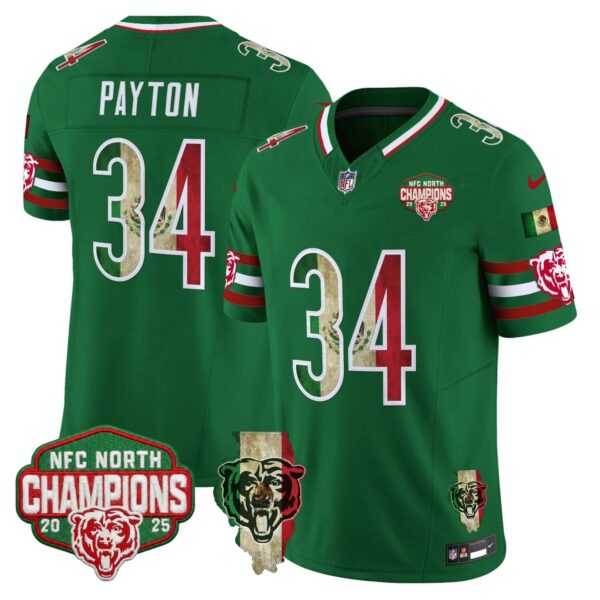 Chicago Bears Walter Payton Mexico NFC North Champions Patch Limited Edition - All Stitched - Green