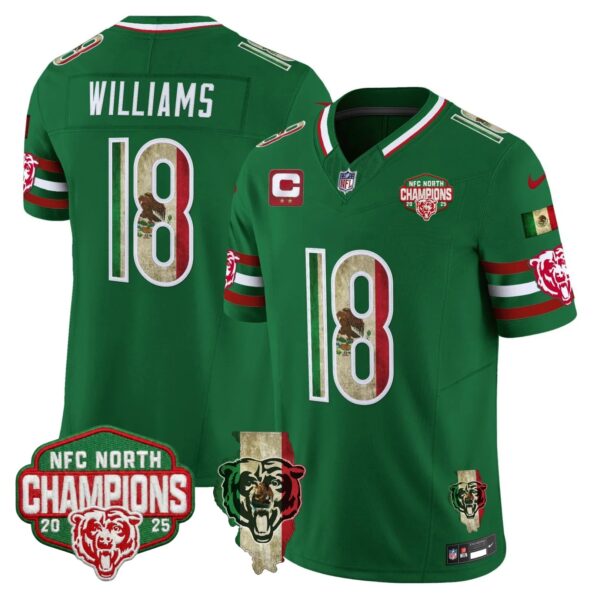 Chicago Bears Caleb Williams Mexico NFC North Champions Patch Limited Edition - All Stitched - Green