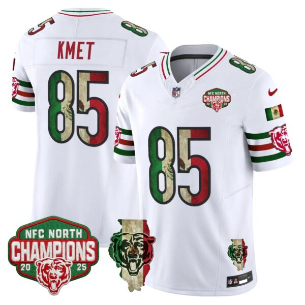 Chicago Bears Cole Kmet Mexico NFC North Champions Patch Limited Edition - All Stitched - White