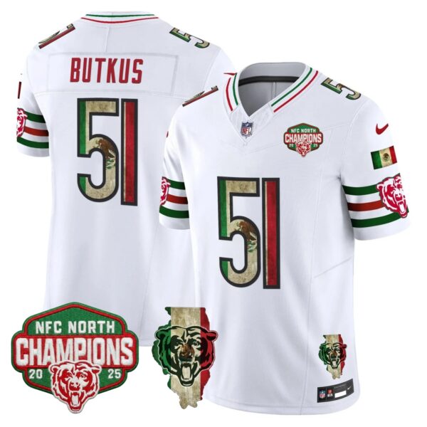 Chicago Bears Dick Butkus Mexico NFC North Champions Patch Limited Edition - All Stitched - White