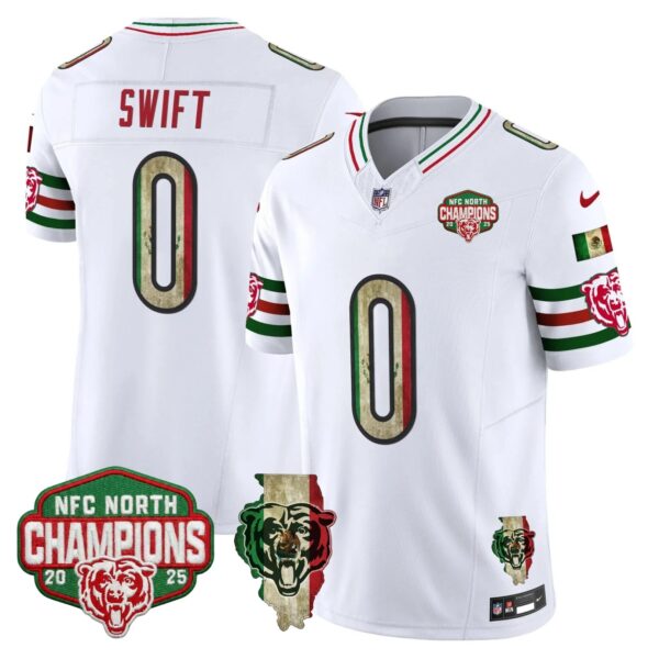 Chicago Bears D'Andre Swift Mexico NFC North Champions Patch Limited Edition - All Stitched - White
