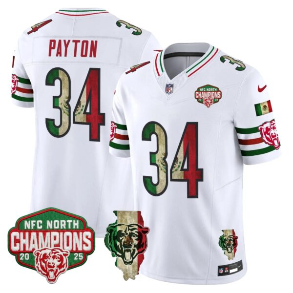 Chicago Bears Walter Payton Mexico NFC North Champions Patch Limited Edition - All Stitched - White