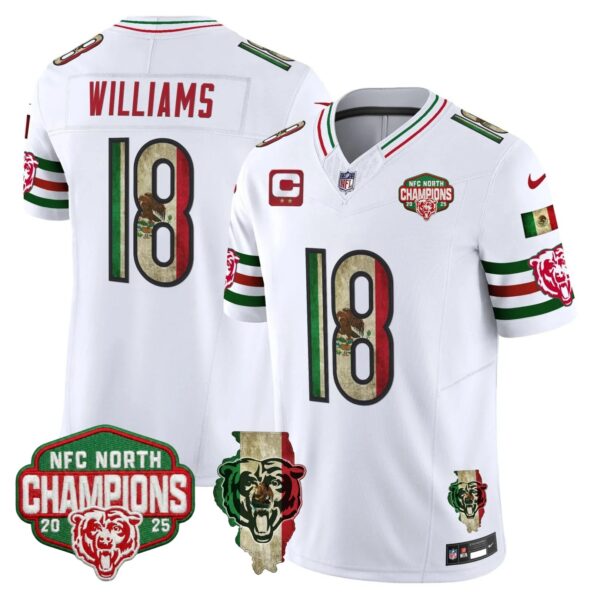 Chicago Bears Caleb Williams Mexico NFC North Champions Patch Limited Edition - All Stitched - White