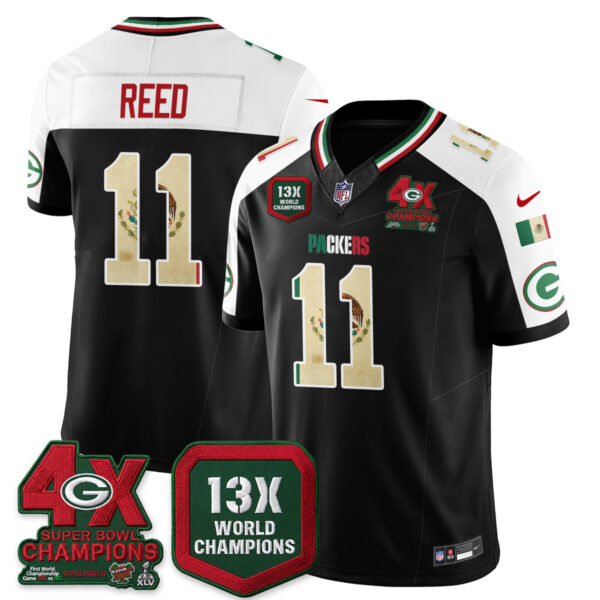 Green Bay Packers Jayden Reed Mexico Edition Vapor Jersey - All Stitched - Alternate