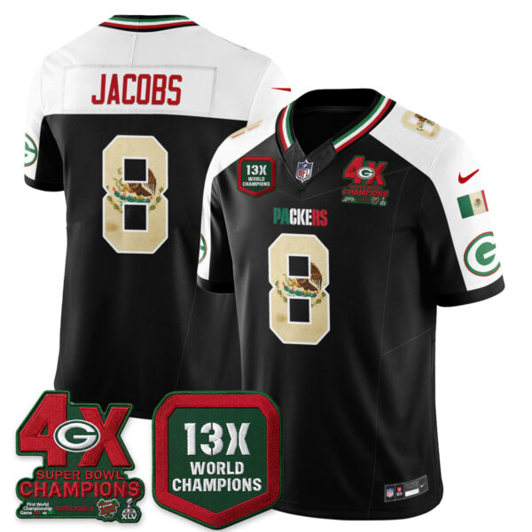 Green Bay Packers Josh Jacobs Mexico Edition Vapor Jersey - All Stitched - Alternate