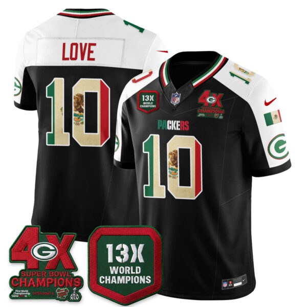 Green Bay Packers Jordan Love Mexico Edition Vapor Jersey - All Stitched - Alternate