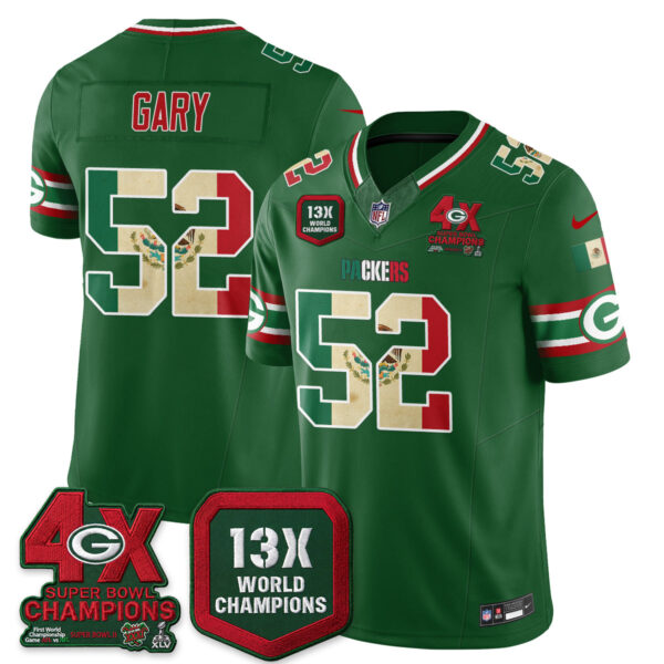 Green Bay Packers Rashan Gary Mexico Edition Vapor Jersey - All Stitched - Green