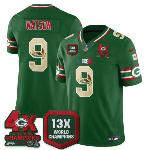 Green Bay Packers Christian Watson Mexico Edition Vapor Jersey - All Stitched - Green