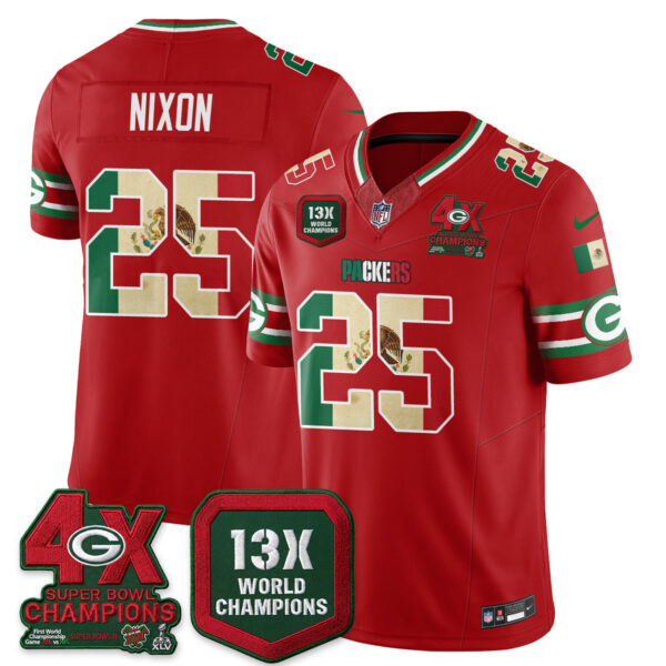 Green Bay Packers Keisean Nixon Mexico Edition Vapor Jersey - All Stitched - Red
