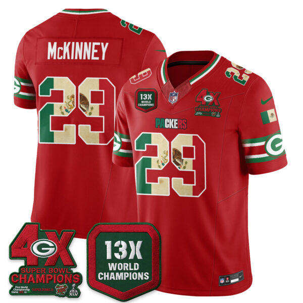 Green Bay Packers Xavier McKinney Mexico Edition Vapor Jersey - All Stitched - Red