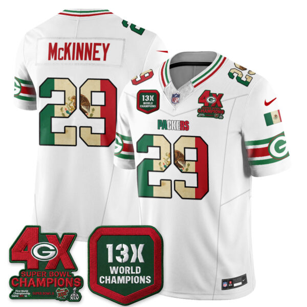 Green Bay Packers Xavier McKinney Mexico Edition Vapor Jersey - All Stitched - White
