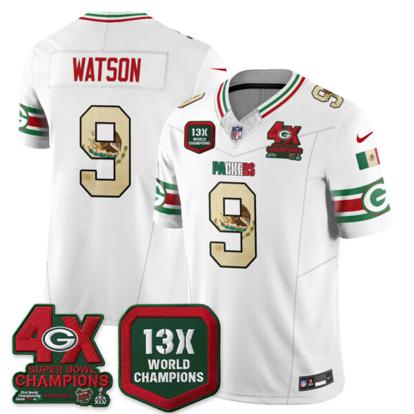 Green Bay Packers Christian Watson Mexico Edition Vapor Jersey - All Stitched - White