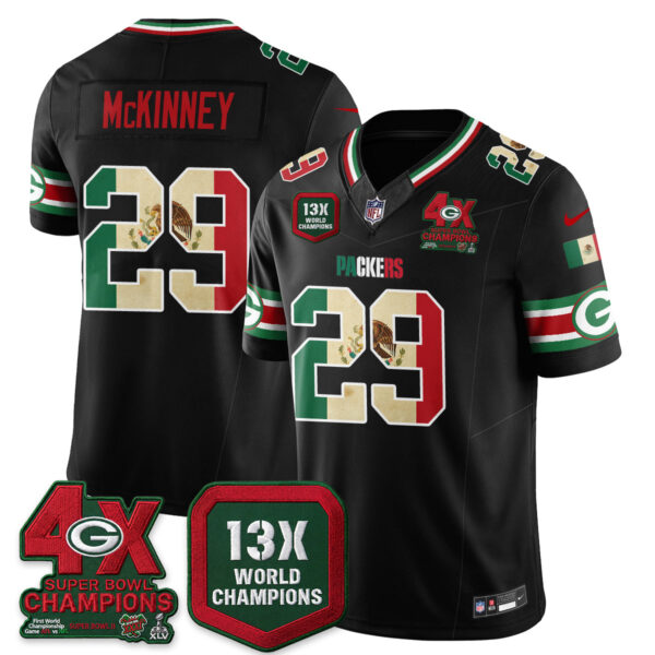 Green Bay Packers Xavier McKinney Mexico Edition Vapor Jersey - All Stitched - Black
