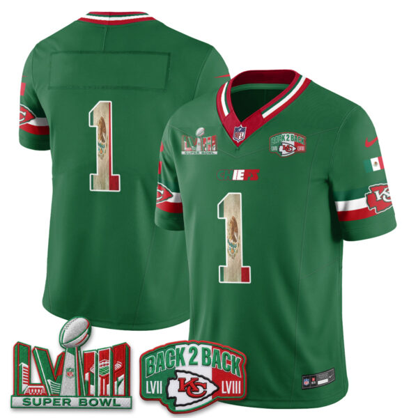 Kansas City Chiefs Team Mexico Edition Vapor Jersey - All Stitched - Green