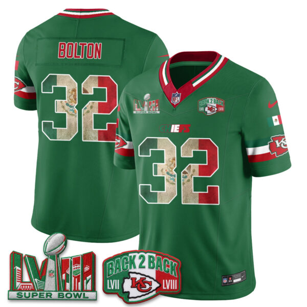 Kansas City Chiefs Nick Bolton Mexico Edition Vapor Jersey - All Stitched - Green