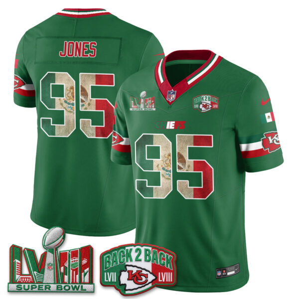 Kansas City Chiefs Chris Jones Mexico Edition Vapor Jersey - All Stitched - Green