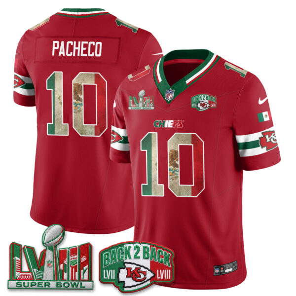 Kansas City Chiefs Isiah Pacheco Mexico Edition Vapor Jersey - All Stitched - Red