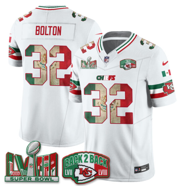 Kansas City Chiefs Nick Bolton Mexico Edition Vapor Jersey - All Stitched - White