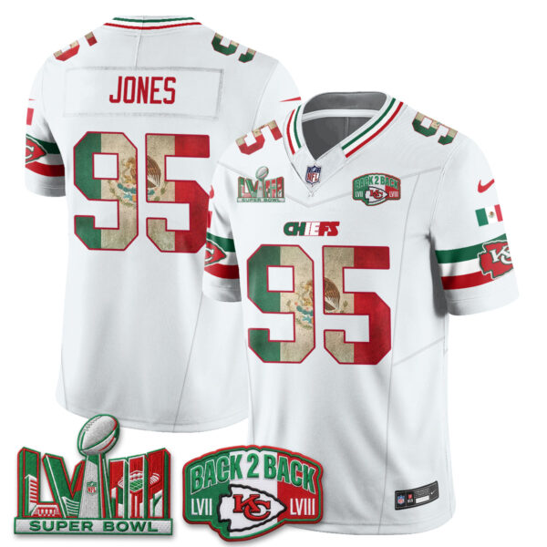Kansas City Chiefs Chris Jones Mexico Edition Vapor Jersey - All Stitched - White