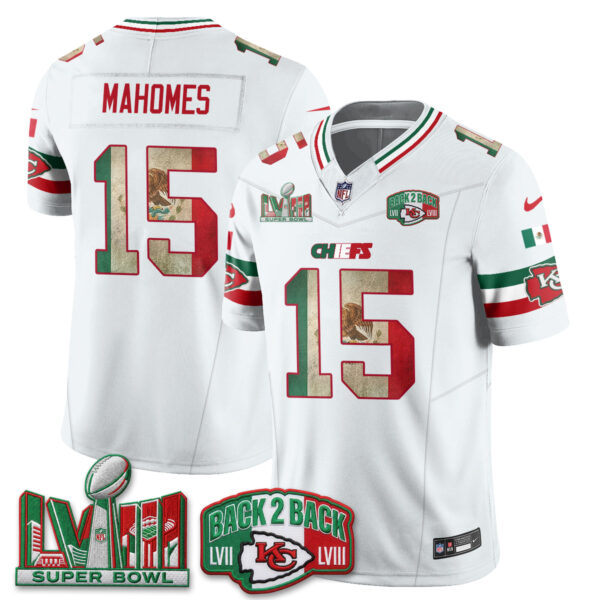 Kansas City Chiefs Patrick Mahomes Mexico Edition Vapor Jersey - All Stitched - White