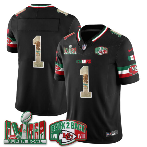 Kansas City Chiefs Team Mexico Edition Vapor Jersey - All Stitched - Black