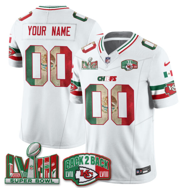 Kansas City Chiefs Mexico Edition Vapor Custom Jersey - All Stitched - White