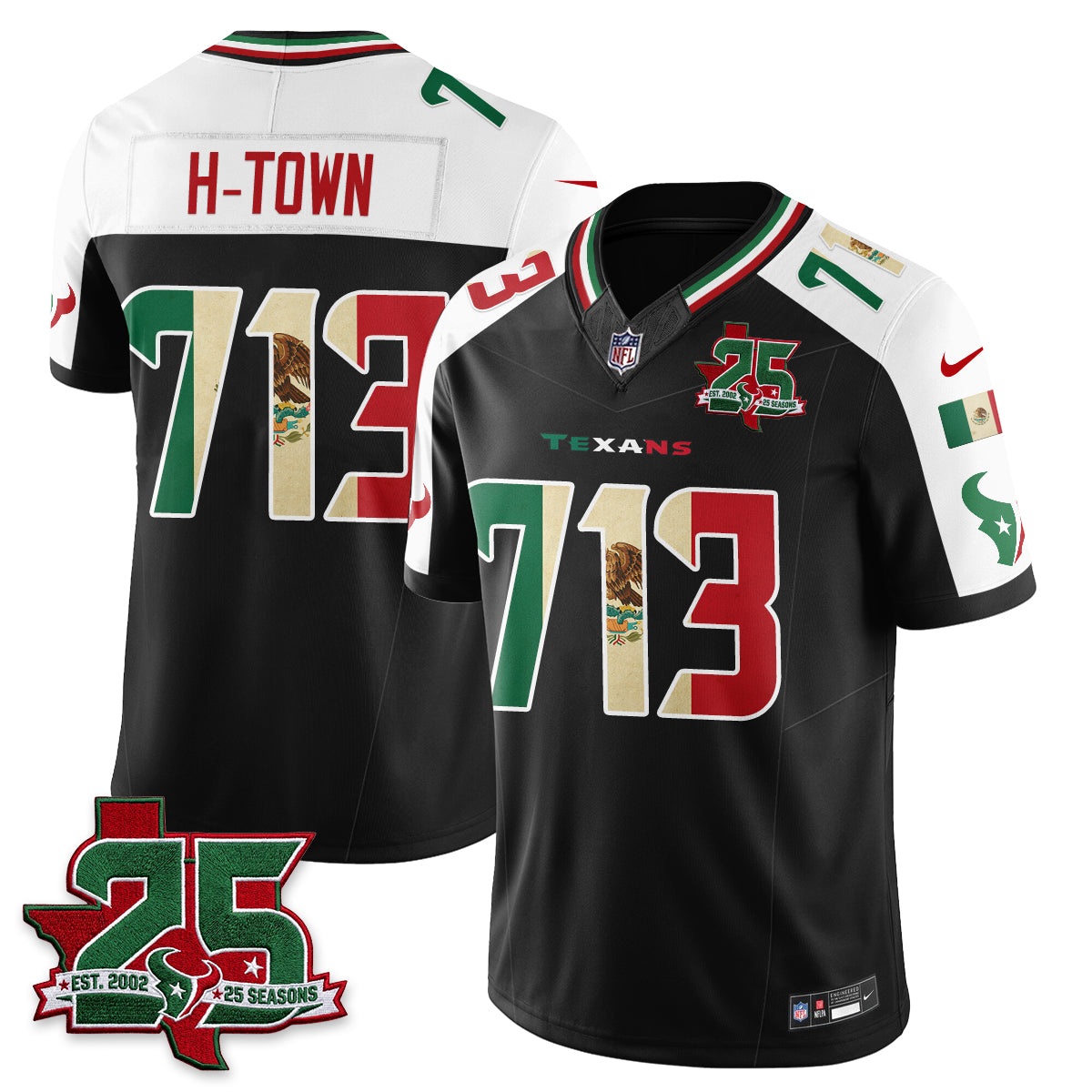 Houston Texans H-Town 25 Seasons Mexico Style Vapor Jersey - All Stitched - Alternate