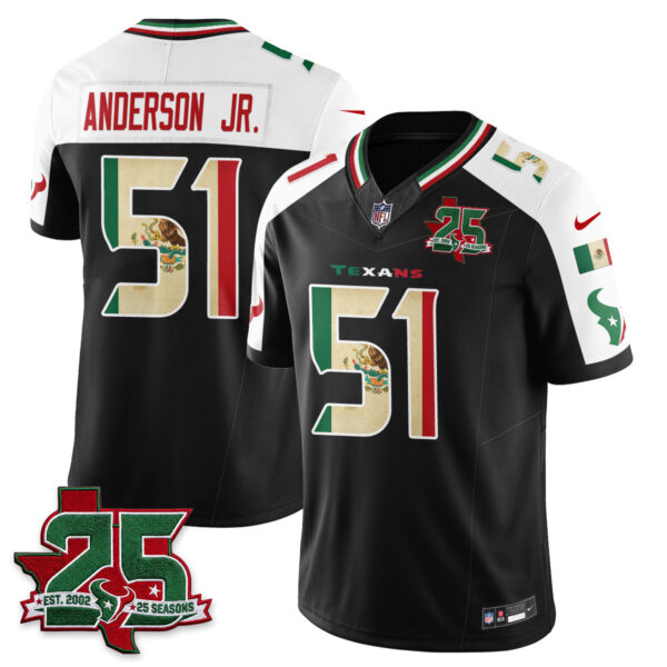 Houston Texans Will Anderson Jr. 25 Seasons Mexico Style Vapor Jersey - All Stitched - Alternate