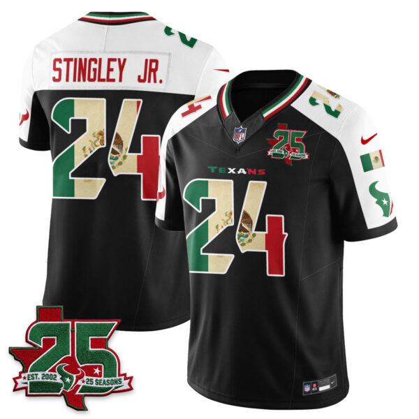 Houston Texans Derek Stingley Jr. 25 Seasons Mexico Style Vapor Jersey - All Stitched - Alternate