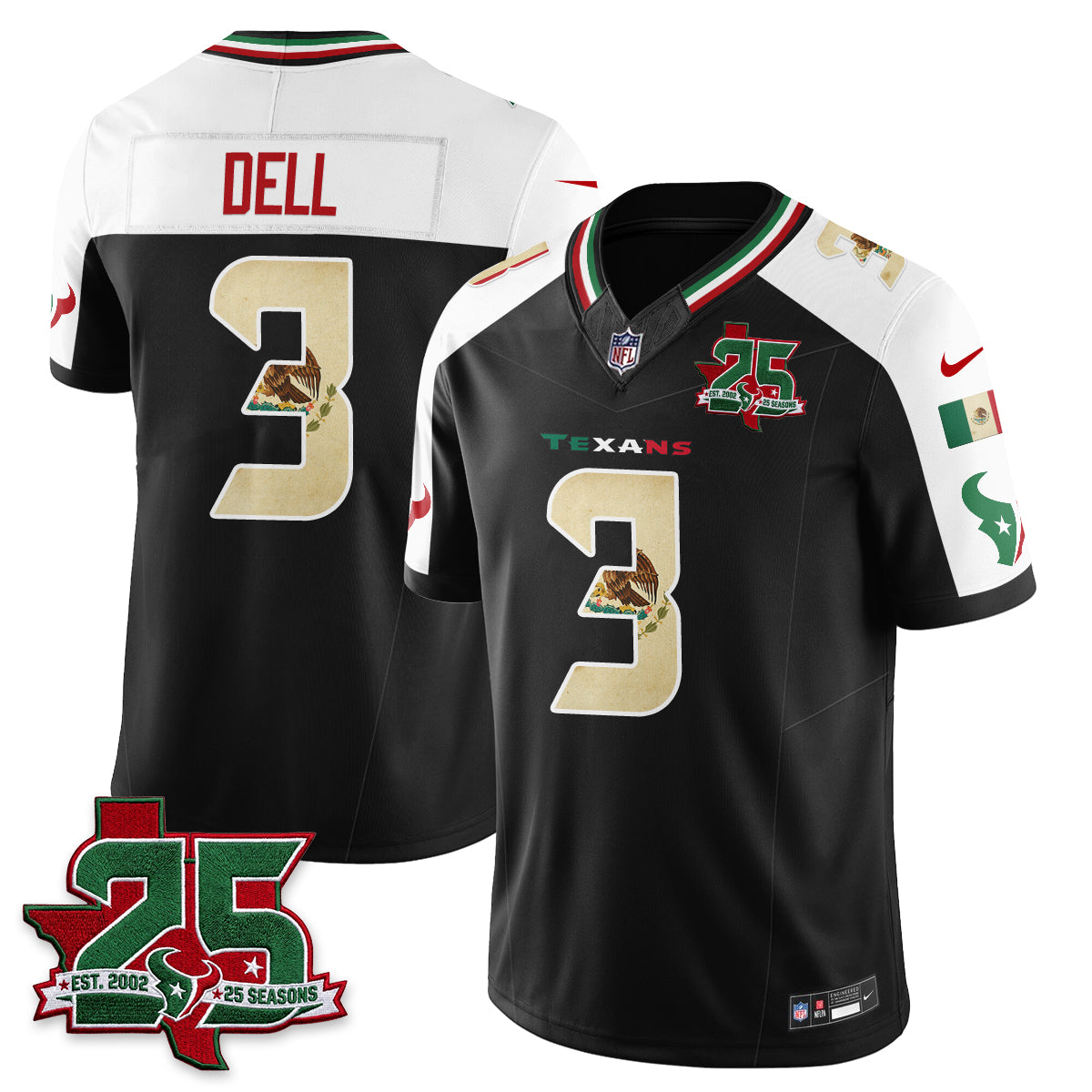 Houston Texans Tank Dell 25 Seasons Mexico Style Vapor Jersey - All Stitched - Alternate