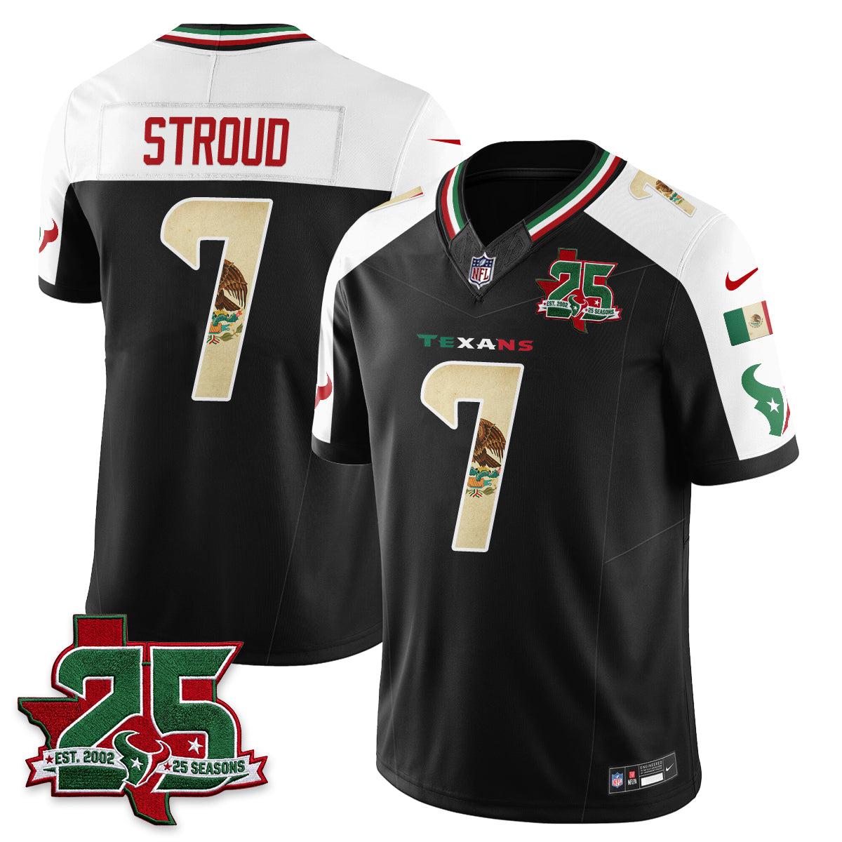 Houston Texans C.J. Stroud 25 Seasons Mexico Style Vapor Jersey - All Stitched - Alternate