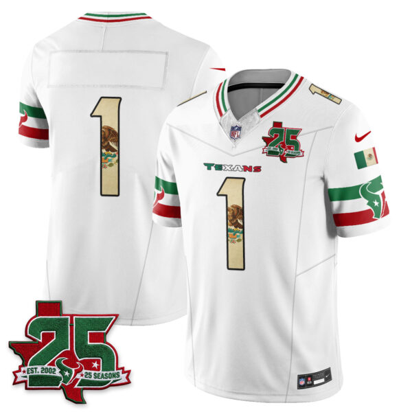 Houston Texans Team 25 Seasons Mexico Style Vapor Jersey - All Stitched - White