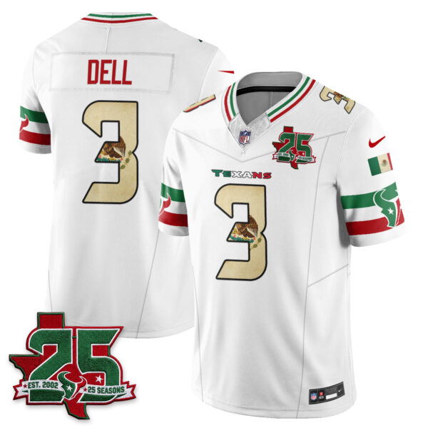 Houston Texans Tank Dell 25 Seasons Mexico Style Vapor Jersey - All Stitched - White