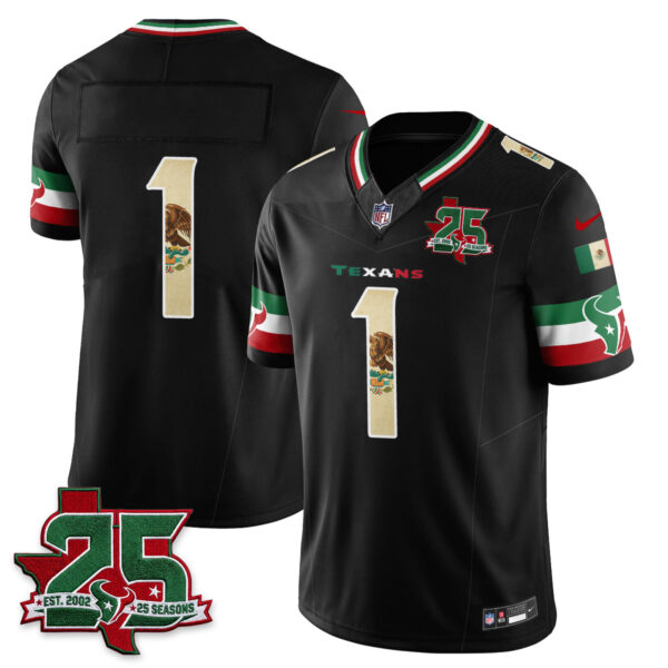 Houston Texans Team 25 Seasons Mexico Style Vapor Jersey - All Stitched - Black
