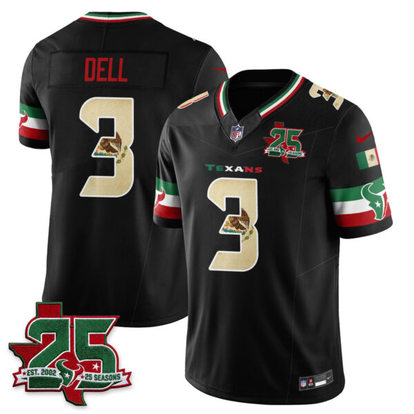Houston Texans Tank Dell 25 Seasons Mexico Style Vapor Jersey - All Stitched - Black