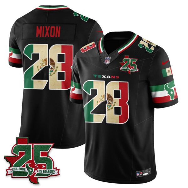 Houston Texans Joe Mixon 25 Seasons Mexico Style Vapor Jersey - All Stitched - Black