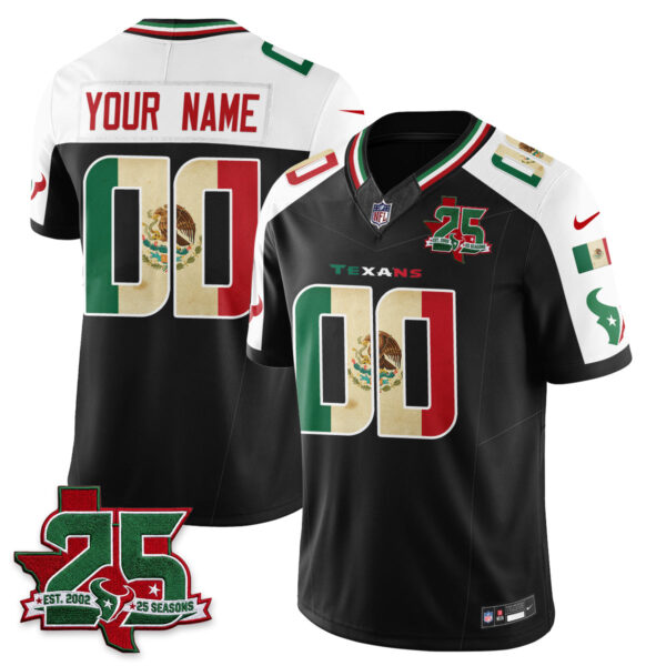 Houston Texans 25 Seasons Mexico Style Vapor Custom Jersey - All Stitched - Alternate
