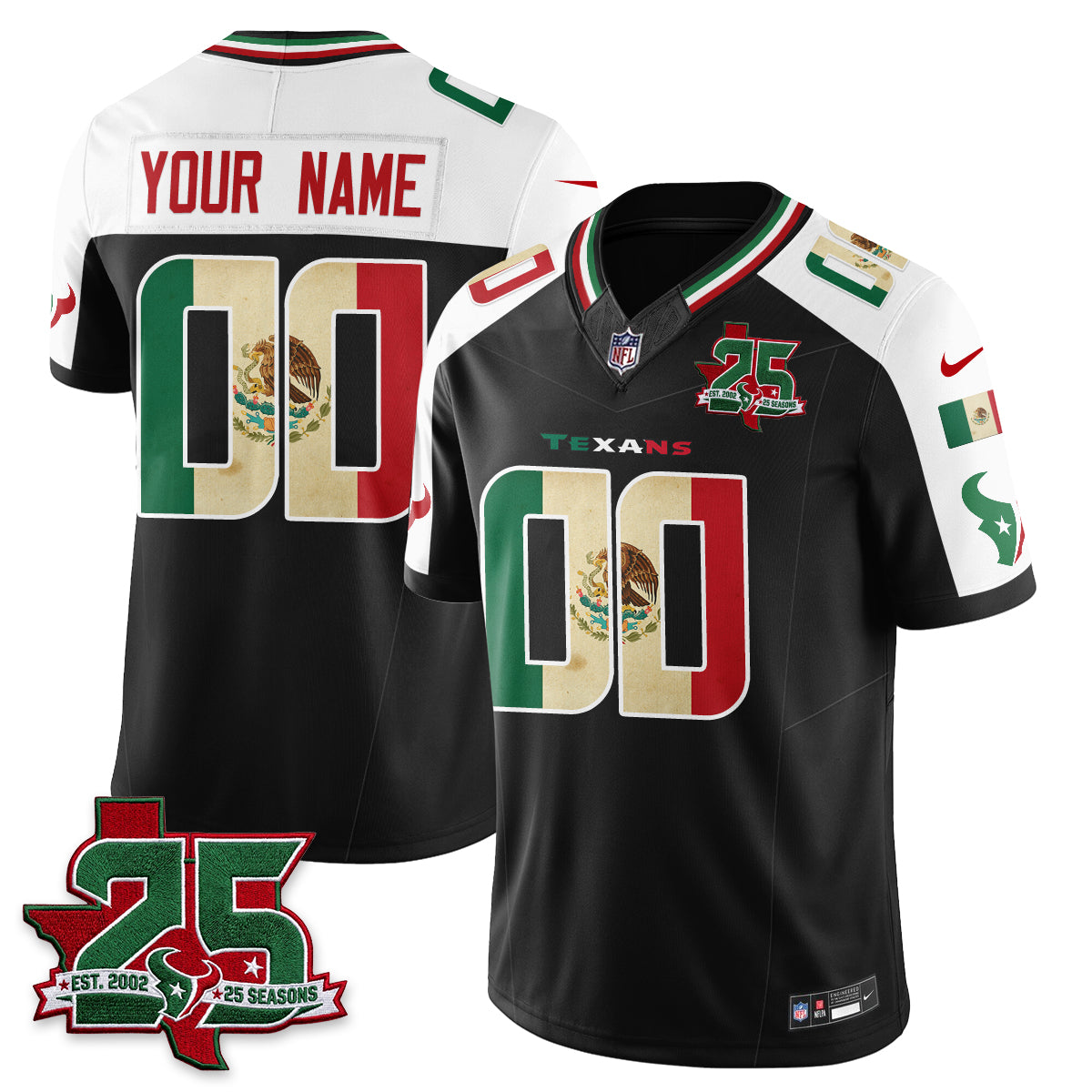 Houston Texans 25 Seasons Mexico Style Vapor Custom Jersey - All Stitched - Alternate