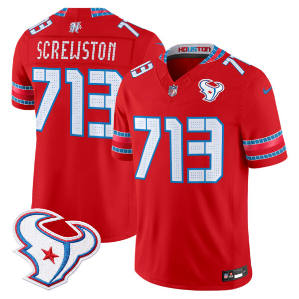 Houston Texans Screwston 713 2026 "Rivalries" Vapor Limited Jersey - All Stitched - Red