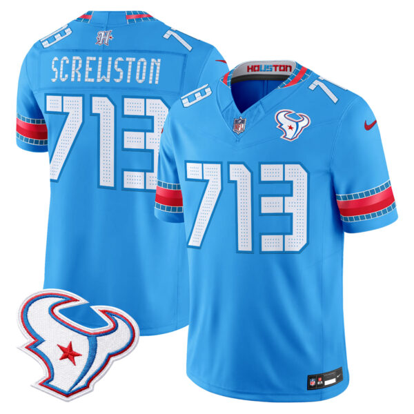 Houston Texans Screwston 713 2026 "Rivalries" Vapor Limited Jersey - All Stitched - Blue
