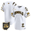 Cincinnati Bengals #1 Team Vapor Premier Limited Baseball Jersey - All Stitched - White Gold