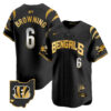 Cincinnati Bengals Jake Browning Vapor Premier Limited Baseball Jersey - All Stitched - Black Gold